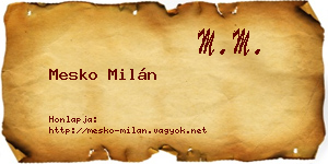 Mesko Milán névjegykártya
